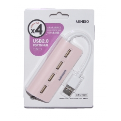 Разветвитель USB, 4 порта, розовый