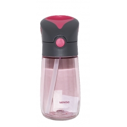 Бутылочка для воды с трубочкой, розовая, 350 мл